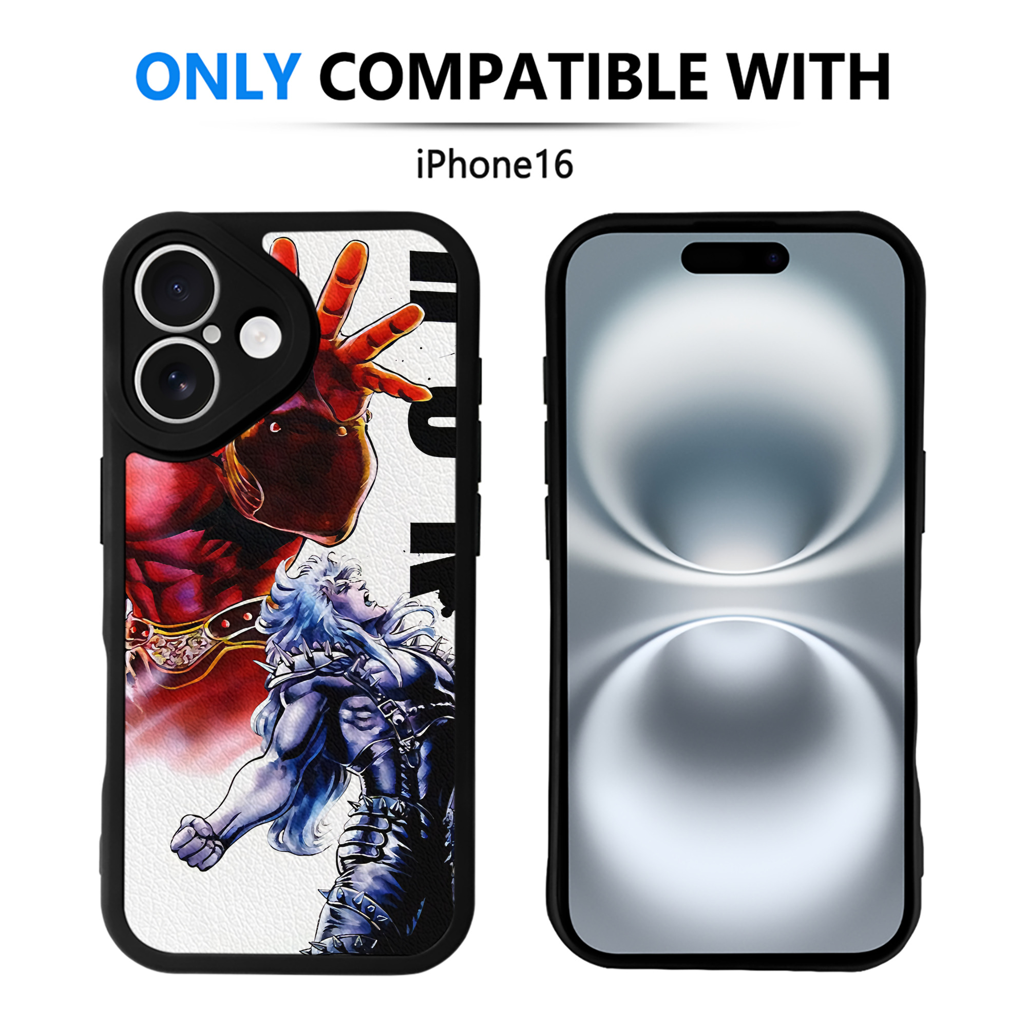 （画像用） 北斗の拳 Fist of the North Star 【iPhone 16シリーズ対応】シリコンスマホケース（レザー調） 材質：シリコン